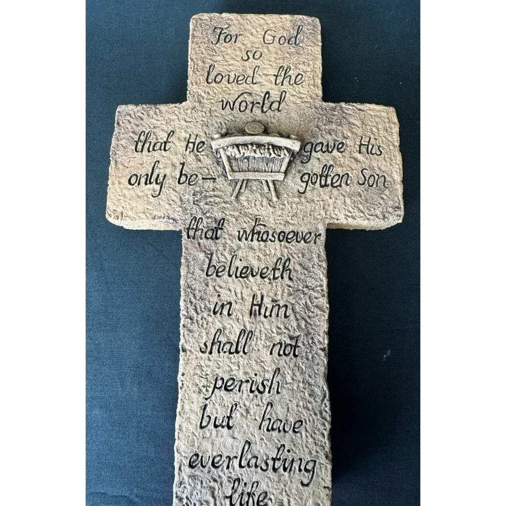 Old Brick Cross John 3:16 Bible Verse Script 9